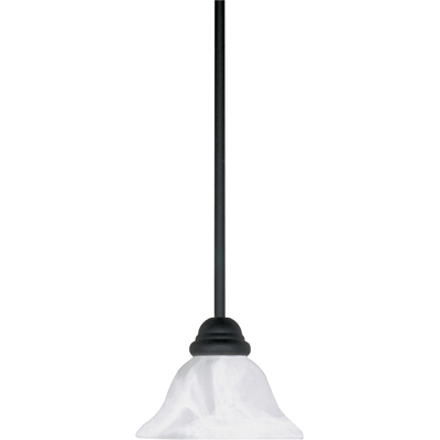 Nuvo Lighting 60/386  Castillo - 1 Light - 8" - Mini Pendant with Hang-Straight Canopy in Textured Black Finish